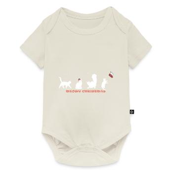 Meowy Christmas - Adorable Cat in Santa Hat - Baby Premium short-sleeve bodysuit - off white - Front