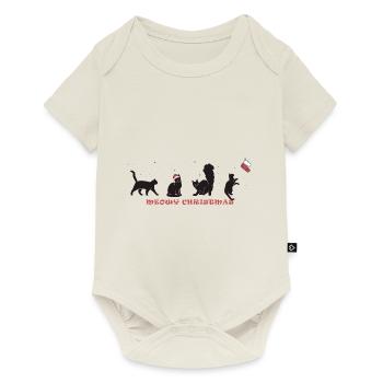 Meowy Christmas - Cute Kitty in Santa Hat - Baby Premium short-sleeve bodysuit - off white - Front