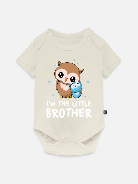 I'm The Little Brother - Kleiner Bruder Süße Eulen - Baby Premium Kurzarmbody - Naturweiß
