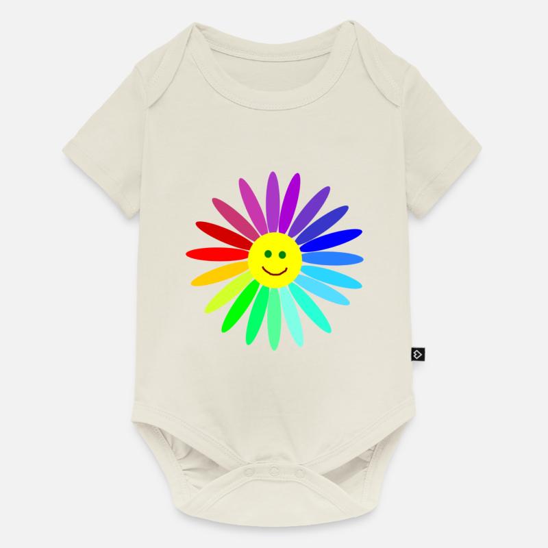 lachende regenbogenblume - Baby Premium Kurzarmbody - Naturweiß