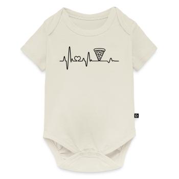 Pizza salami heartbeat pizzeria fast food meal - Baby Premium short-sleeve bodysuit - off white - Front