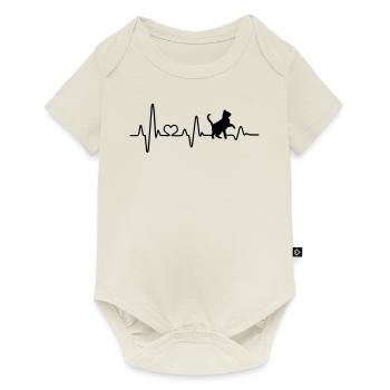 Chat amour chats battement de coeur amoureux des chats ECG - Body à manches courtes Premium Bébé - blanc cassé - Devant
