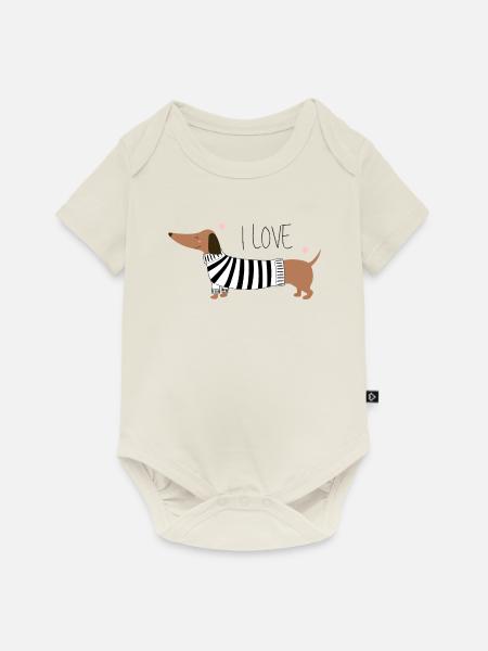 I love Dackel - Baby Premium Kurzarmbody - Naturweiß