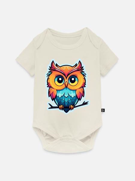 Eule Illustration - Baby Premium Kurzarmbody - Naturweiß