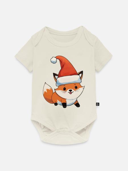Fuchs Weihnachten Wasserfarben - Baby Premium Kurzarmbody - Naturweiß