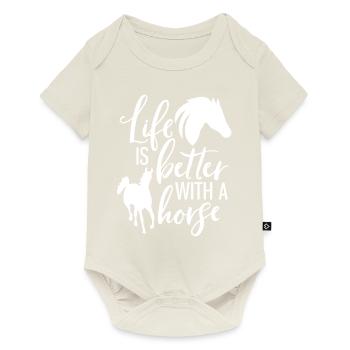 Cadeau d'amant de cheval cheval cavalier - Body à manches courtes Premium Bébé - blanc cassé - Devant