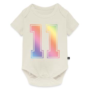 11 Numéro coloré - Body à manches courtes Premium Bébé - blanc cassé - Devant