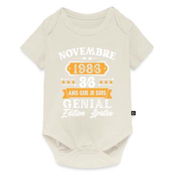 Cadeau D'anniversaire 36 Ans Novembre 1986 Rétro - Body à manches courtes Premium Bébé - blanc cassé - Devant