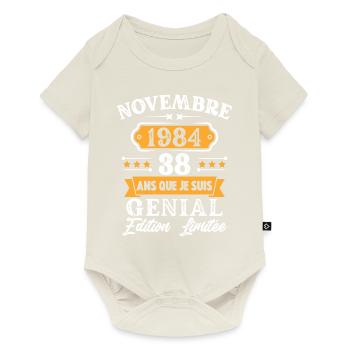 Cadeau D'anniversaire 38 Ans Novembre 1984 Rétro - Body à manches courtes Premium Bébé - blanc cassé - Devant