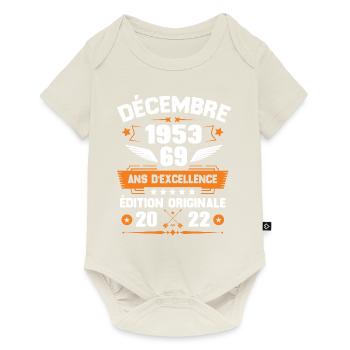 Décembre 1953 Idée Cadeau D'anniversaire 69 Ans - Body à manches courtes Premium Bébé - blanc cassé - Devant