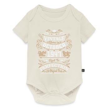 Vintage Octobre 1947 / Rétro Cadeau D'anniversaire - Body à manches courtes Premium Bébé - blanc cassé - Devant