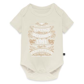 Vintage Décembre 1991, Rétro Cadeau D'anniversaire - Body à manches courtes Premium Bébé - blanc cassé - Devant