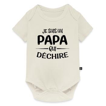 Je suis un papa qui déchire cadeau pour papa - Body à manches courtes Premium Bébé - blanc cassé - Devant