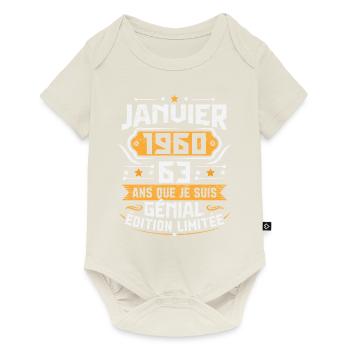 Rétro Cadeau D'anniversaire 63 Ans Janvier 1960 - Body à manches courtes Premium Bébé - blanc cassé - Devant