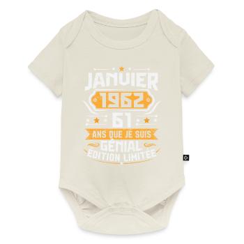 Rétro Cadeau D'anniversaire 61 Ans Janvier 1962 - Body à manches courtes Premium Bébé - blanc cassé - Devant