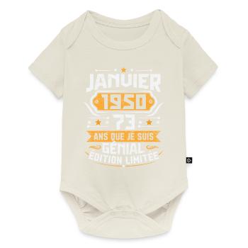 Rétro Cadeau D'anniversaire 73 Ans Janvier 1950 - Body à manches courtes Premium Bébé - blanc cassé - Devant
