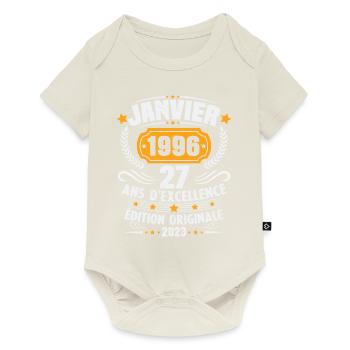 Cadeau D'anniversaire 27 Ans Janvier 1996 Vintage - Body à manches courtes Premium Bébé - blanc cassé - Devant
