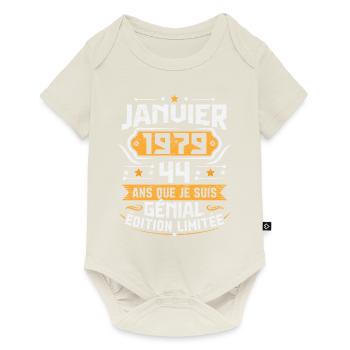 Rétro Cadeau D'anniversaire 44 Ans Janvier 1979 - Body à manches courtes Premium Bébé - blanc cassé - Devant