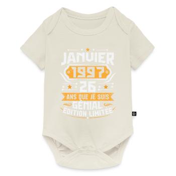 Rétro Cadeau D'anniversaire 26 Ans Janvier 1997 - Body à manches courtes Premium Bébé - blanc cassé - Devant