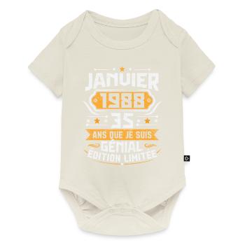 Rétro Cadeau D'anniversaire 35 Ans Janvier 1988 - Body à manches courtes Premium Bébé - blanc cassé - Devant