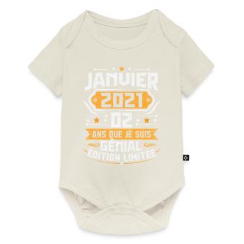 Rétro Cadeau D'anniversaire 2 Ans Janvier 2021 - Body à manches courtes Premium Bébé - blanc cassé - Devant
