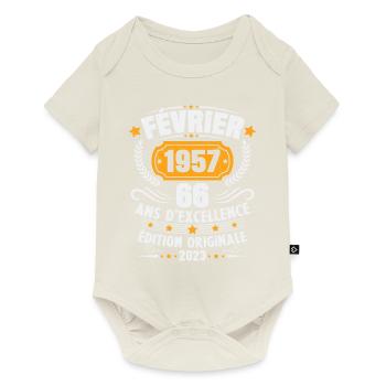 Cadeau D'anniversaire 66 Ans Février 1957 Vintage - Body à manches courtes Premium Bébé - blanc cassé - Devant