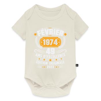 Cadeau D'anniversaire 49 Ans Février 1974 Vintage - Body à manches courtes Premium Bébé - blanc cassé - Devant