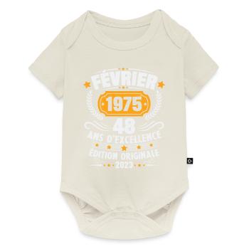 Cadeau D'anniversaire 48 Ans Février 1975 Vintage - Body à manches courtes Premium Bébé - blanc cassé - Devant
