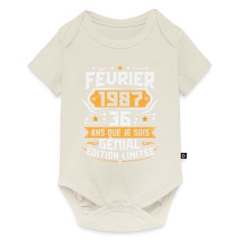 Rétro Cadeau D'anniversaire 36 Ans Février 1987 - Body à manches courtes Premium Bébé - blanc cassé - Devant
