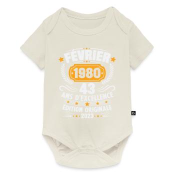 Cadeau D'anniversaire 43 Ans Février 1980 Vintage - Body à manches courtes Premium Bébé - blanc cassé - Devant