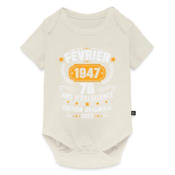 Cadeau D'anniversaire 76 Ans Février 1947 Vintage - Body à manches courtes Premium Bébé - blanc cassé - Devant