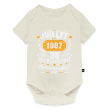 Vintage 1987 Juillet Cadeau D'anniversaire 36 Ans - Body à manches courtes Premium Bébé - blanc cassé - Devant
