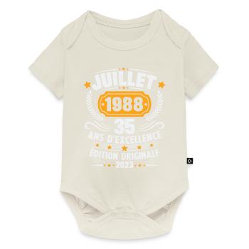 Vintage 1988 Juillet Cadeau D'anniversaire 35 Ans - Body à manches courtes Premium Bébé - blanc cassé - Devant