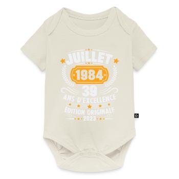 Vintage 1984 Juillet Cadeau D'anniversaire 39 Ans - Body à manches courtes Premium Bébé - blanc cassé - Devant