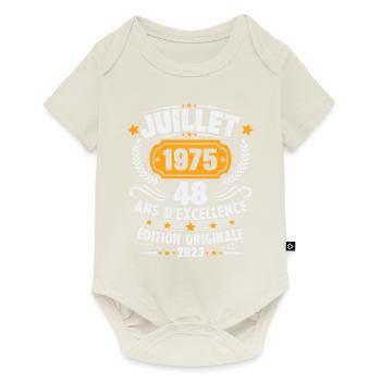 Vintage 1975 Juillet Cadeau D'anniversaire 48 Ans - Body à manches courtes Premium Bébé - blanc cassé - Devant