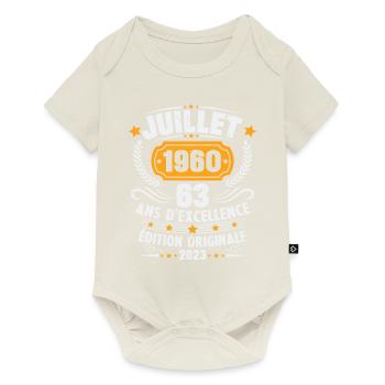Vintage 1960 Juillet Cadeau D'anniversaire 63 Ans - Body à manches courtes Premium Bébé - blanc cassé - Devant