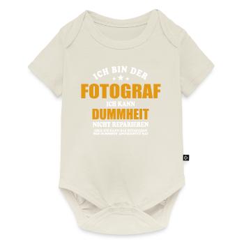 Fotograf - ich kann Dummheit nicht reparieren - Baby Premium Kurzarmbody - Naturweiß - Vorne