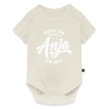 Vorname Anja - Namenstag - Geschenk - Baby Premium Kurzarmbody - Naturweiß - Vorne