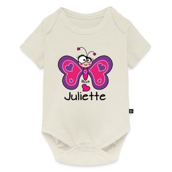 Papillon - Prénom Juliette - Body à manches courtes Premium Bébé - blanc cassé - Devant