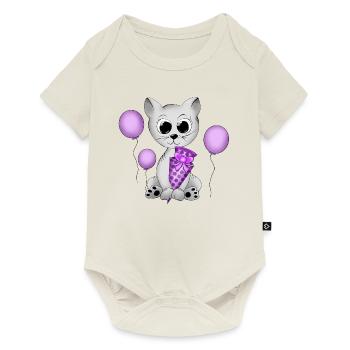 Katze - Baby Premium Kurzarmbody - Naturweiß - Vorne