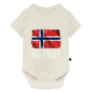 Drapeau de la Norvège, vintage de drapeau de la Norvège - Body à manches courtes Premium Bébé - blanc cassé - Devant