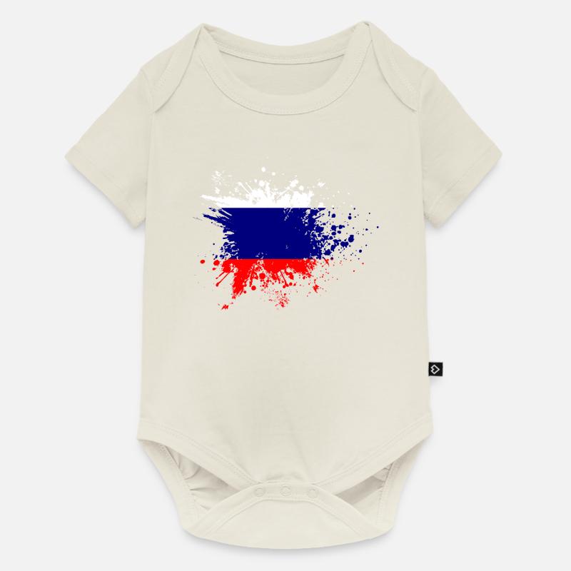 Drapeau Russe Drapeau Russe Drapeau Russe - Body à manches courtes Premium Bébé - blanc cassé