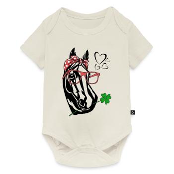 Horse with glasses - Baby Premium short-sleeve bodysuit - off white - Front