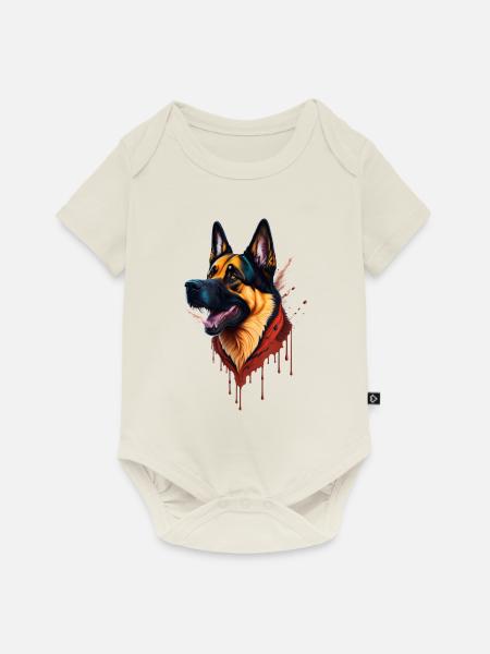 schäferhund german shepherd splashart - Baby Premium Kurzarmbody - Naturweiß