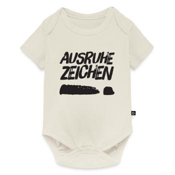 Ausruhezeichen liegendes Ausrufezeichen schwarz - Baby Premium Kurzarmbody - Naturweiß - Vorne
