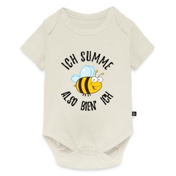 Ich summe also bien ich Biene Wespe Shirt schwarz - Baby Premium Kurzarmbody - Naturweiß - Vorne