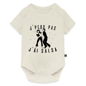 J peux pas j ai Salsa danse idée cadeau tshirt - Body à manches courtes Premium Bébé - blanc cassé - Devant