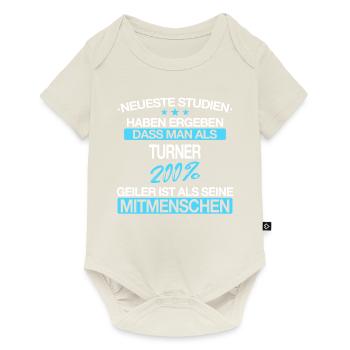 Turnen Turner Bodenturnen Geräteturnen Spruch - Baby Premium Kurzarmbody - Naturweiß - Vorne