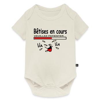 Bêtises en cours | t-shirt humoristique enfant - Body à manches courtes Premium Bébé - blanc cassé - Devant