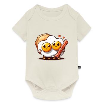 Fried eggs in love with bacon - pair with bacon - Baby Premium short-sleeve bodysuit - off white - Front